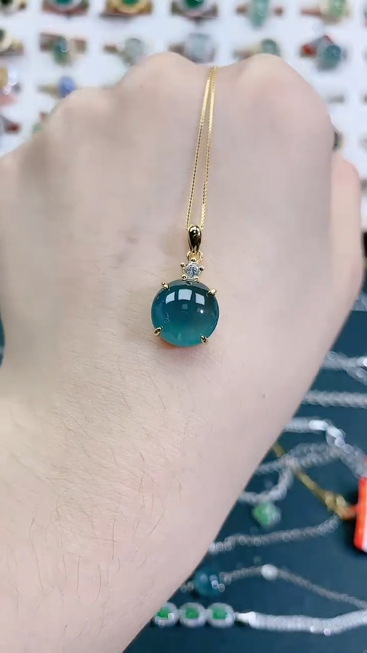 翡翠银S925镶嵌颈饰天然翡翠