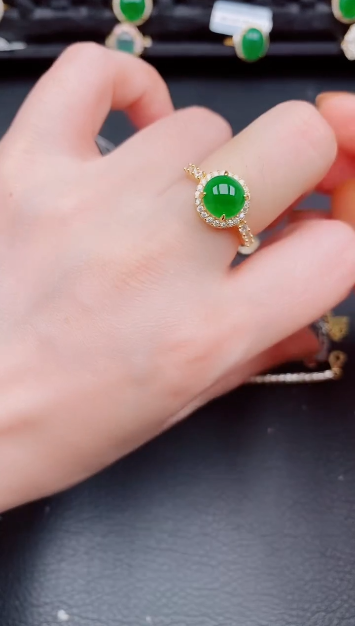 【闪购商品】翡翠戒指银S925镶嵌天然a货翡翠389