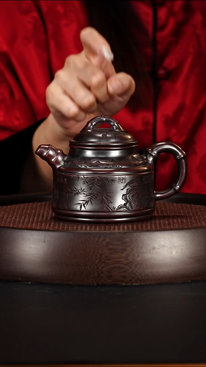 茶壶紫砂宜兴紫砂壶龙山古乌泥柴烧竹鼎260cc