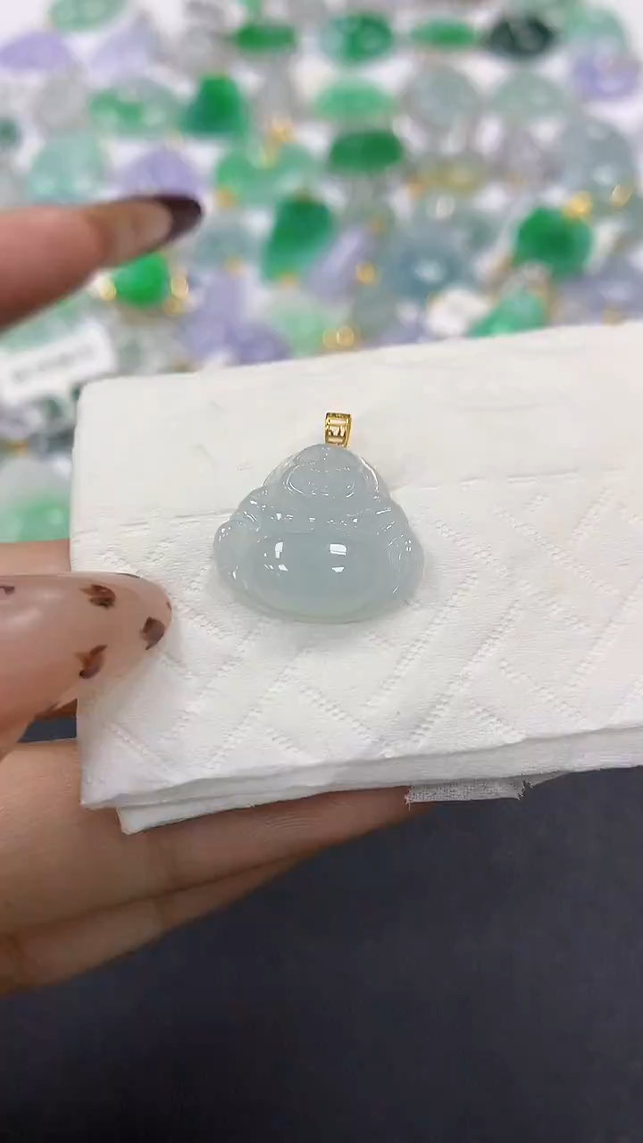 颈饰18K金镶嵌翡翠a货假一赔三支持复检百元上9元证书费自理