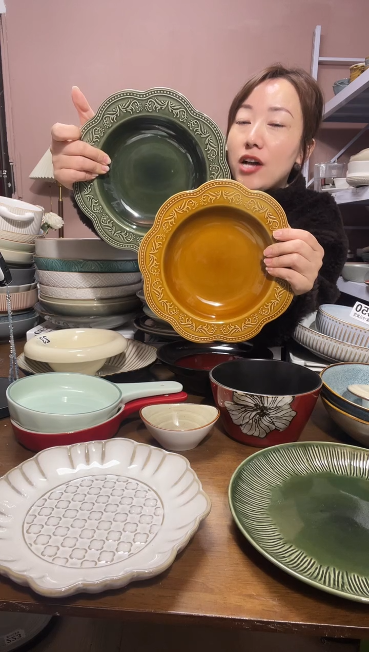 陶瓷微瑕（2个装）绿色+黄色草帽碗