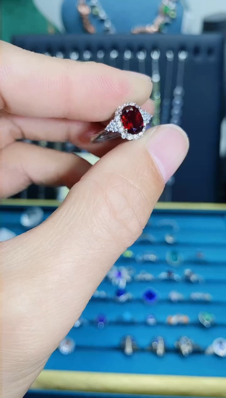 【闪购商品】石榴石（紫牙乌）戒指银S925镶嵌1121