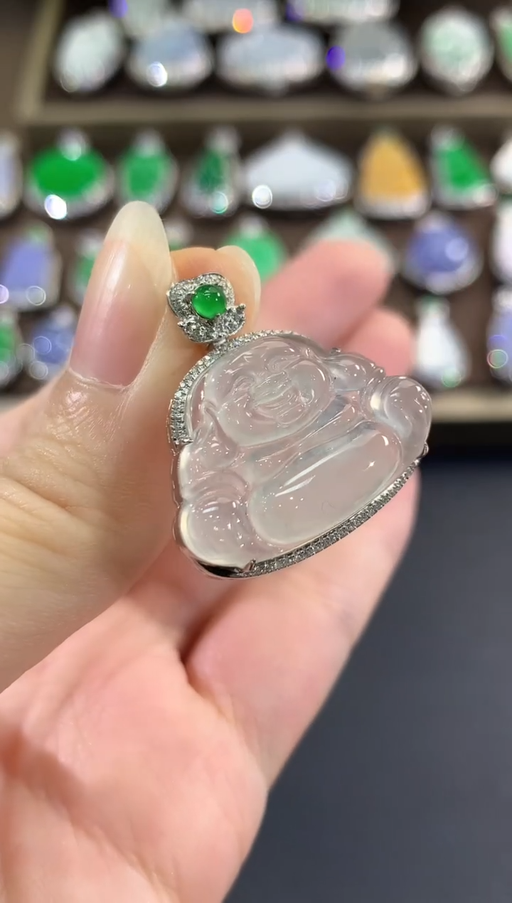 吊坠(不含链)18K金镶嵌翡翠b94 