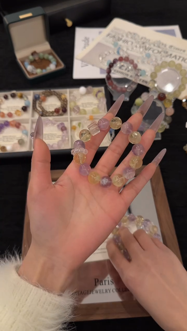 未镶嵌手链水晶紫黄x3266