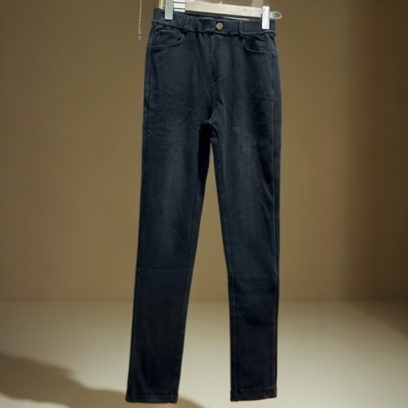 撤柜高货加绒加厚小脚牛仔裤高腰显瘦弹力铅笔裤秋冬九分四面弹