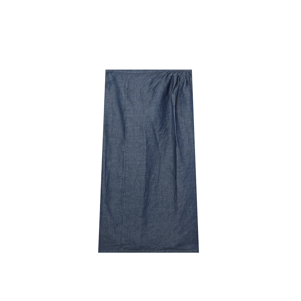 【麻訪家】MF0022深蓝复古文艺显瘦一片式系带百搭牛仔裹裙