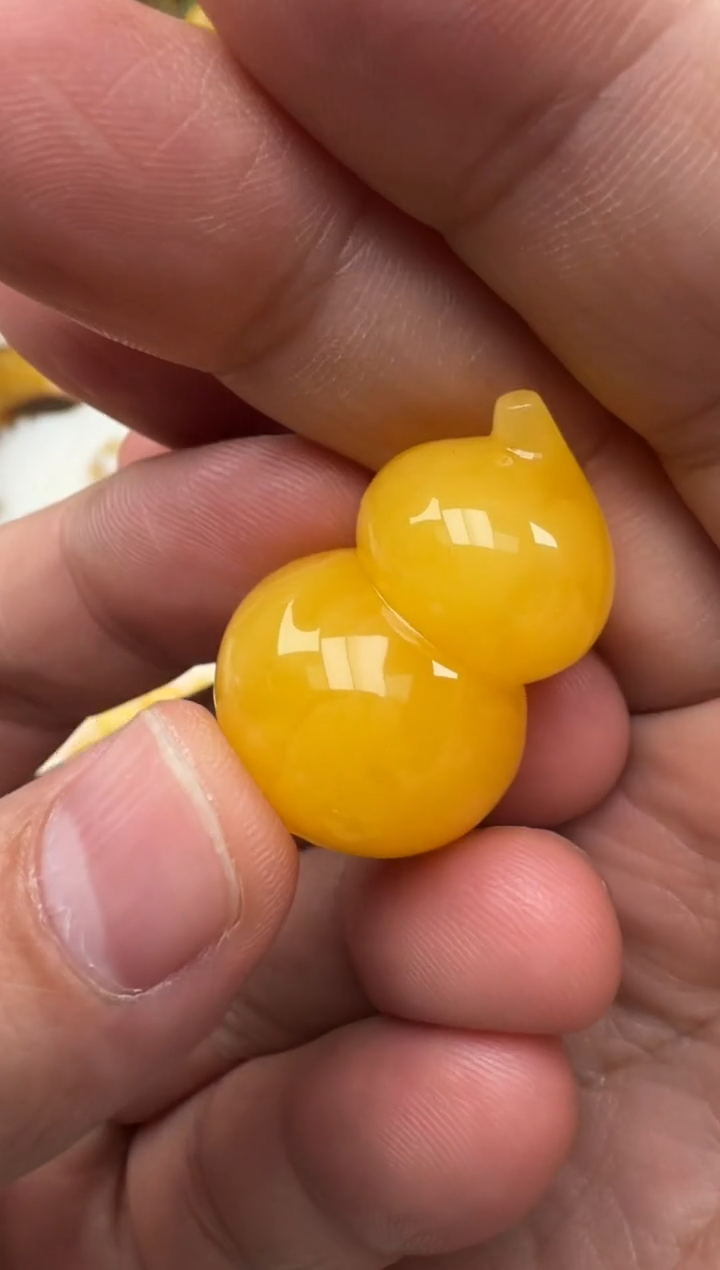 琥珀未镶嵌珠宝奇石焦皮橘底葫芦HZ227