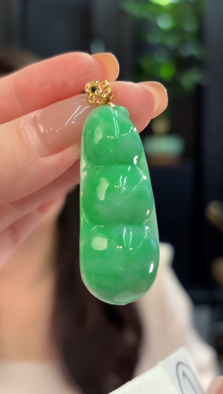 吊坠(不含链)18K金镶嵌翡翠 缅甸A货/支持复检/一件