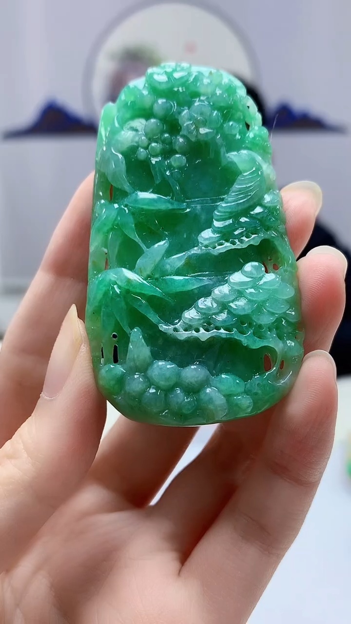 【闪购商品】定制翡翠未镶嵌5152zm-毛货挂件竹节164