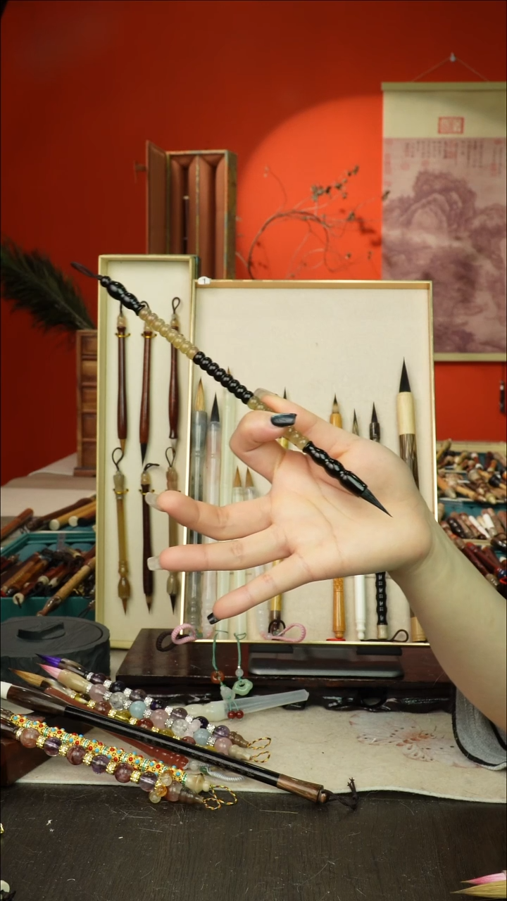 182号闪孤品高货毛笔链接 清水试笔 蘸墨不退