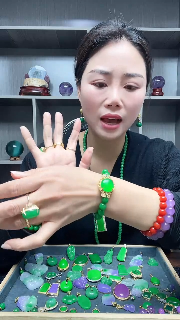 【闪购商品】翡翠手链14K金镶嵌手链