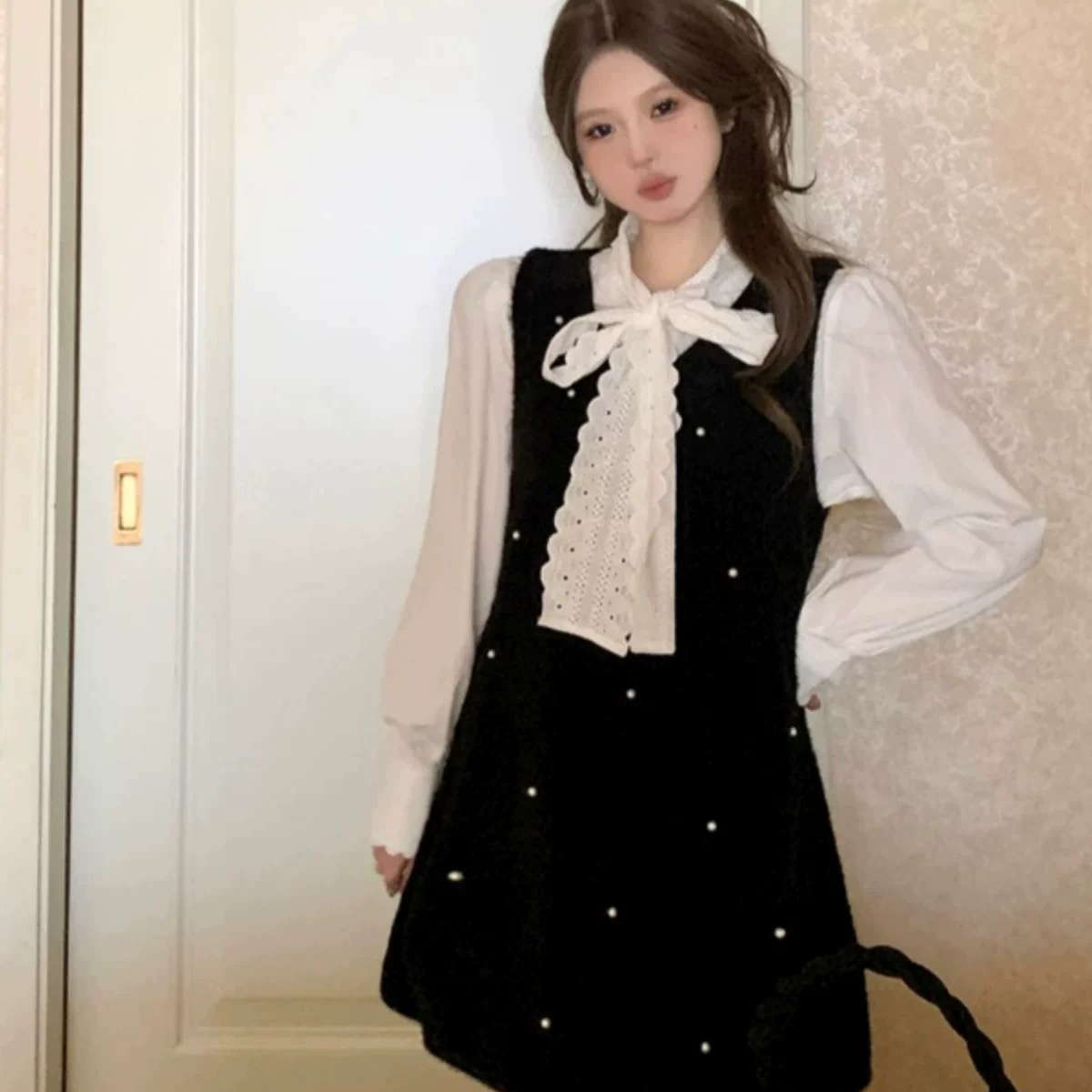 （套装）凡熙2025秋冬新款显瘦收腰气质小香风连衣裙套装