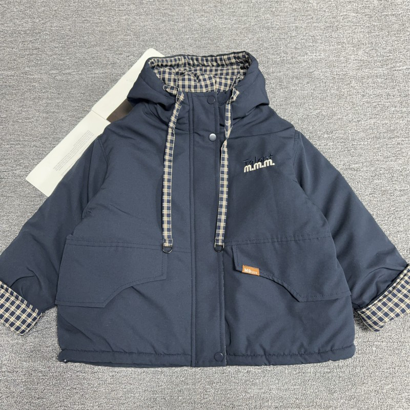 男童冬季加绒棉衣新款中大童洋气冬装休闲棉服保暖连帽外套
