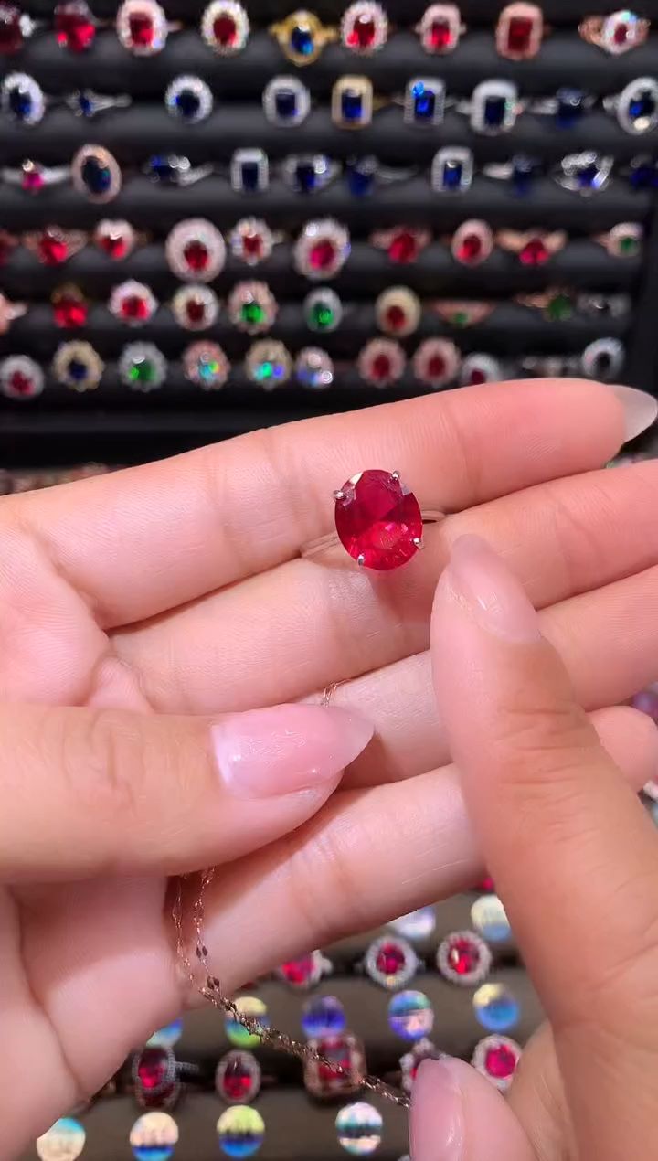 【闪购商品】红宝石戒指银S925镶嵌1012白