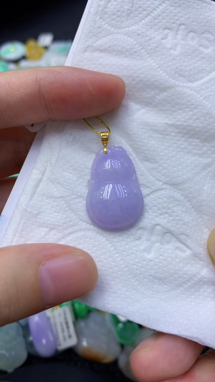 颈饰18K金镶嵌翡翠天然缅甸翡翠A货