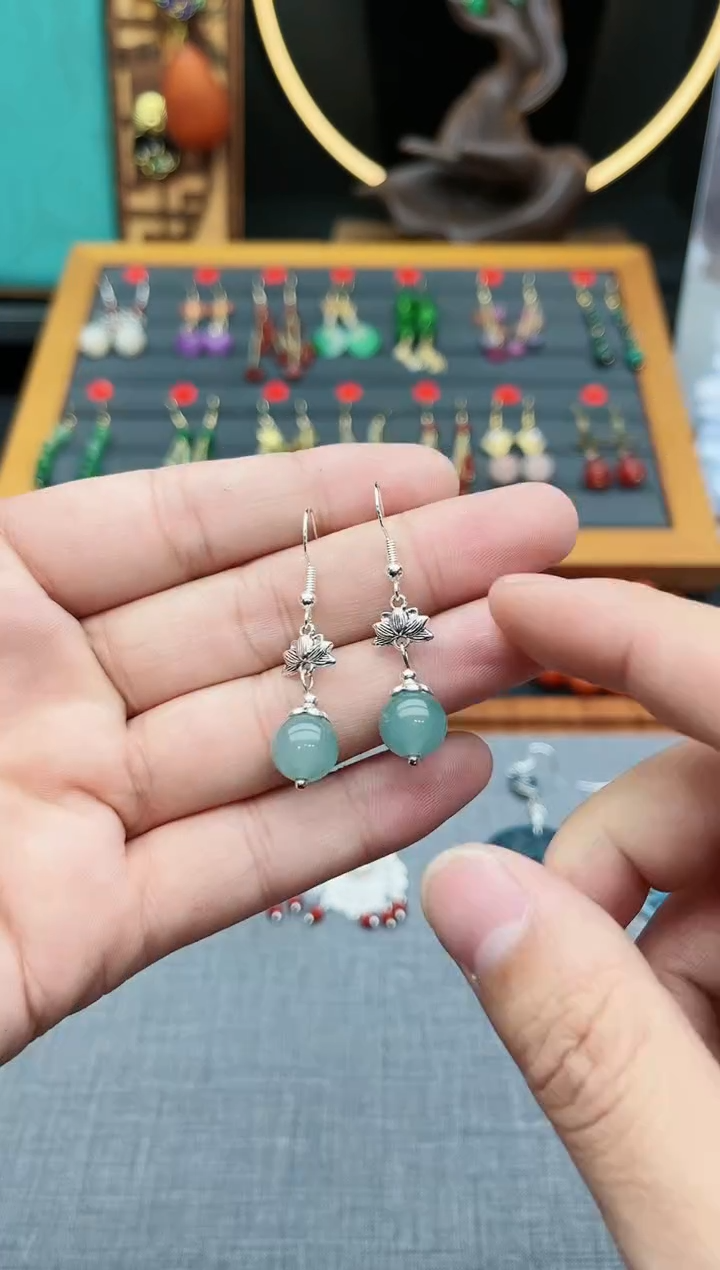 【闪购商品】玛瑙/玉髓耳钉银S925镶嵌237000