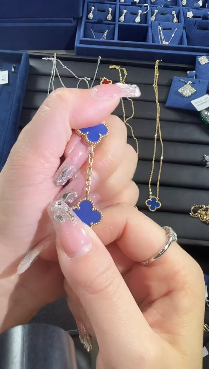 【闪购商品】玛瑙/玉髓手链18K金镶嵌蓝五花手链yz