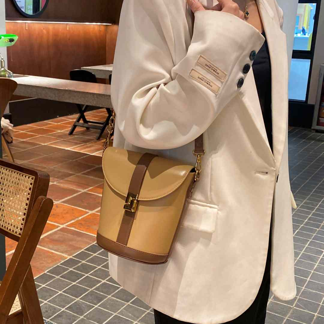 【TY】SKL-5165-杏仁/咖啡 轻奢高级韩版单肩潮流时尚简约女包