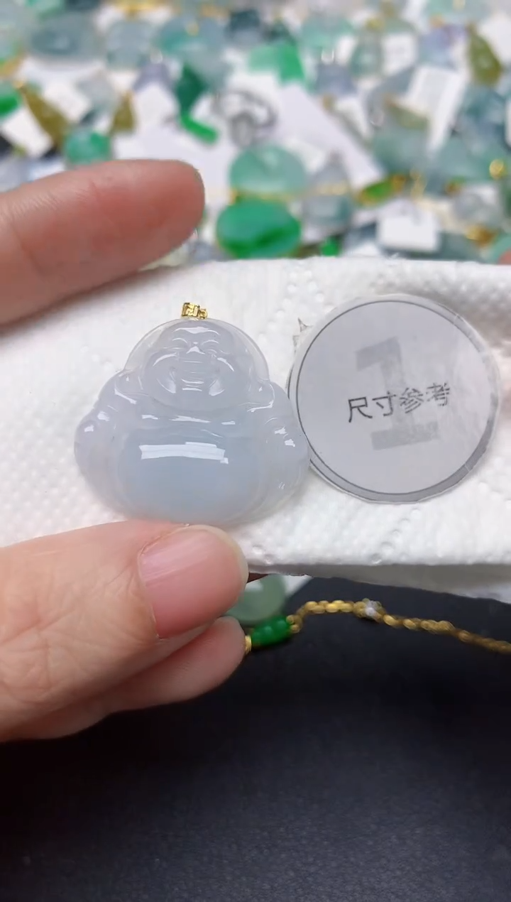 颈饰18K金镶嵌翡翠天然缅甸A货翡翠