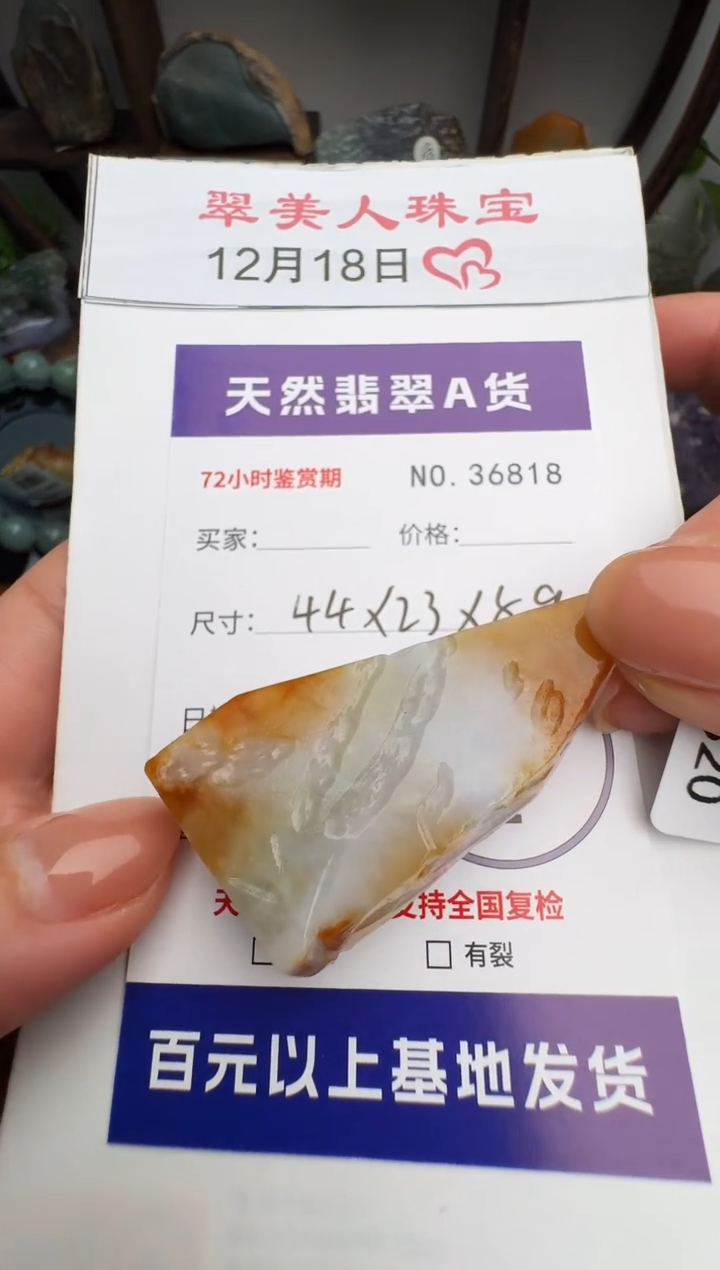 颈饰未镶嵌翡翠原石36818