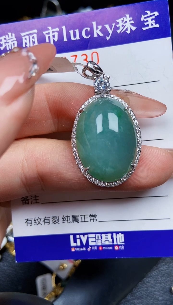 翡翠银S925镶嵌颈饰0730