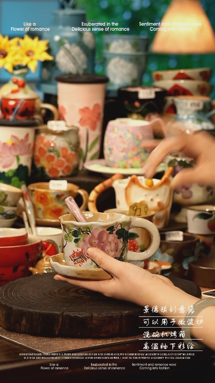 陶瓷景德镇高温釉下彩手工手绘款式