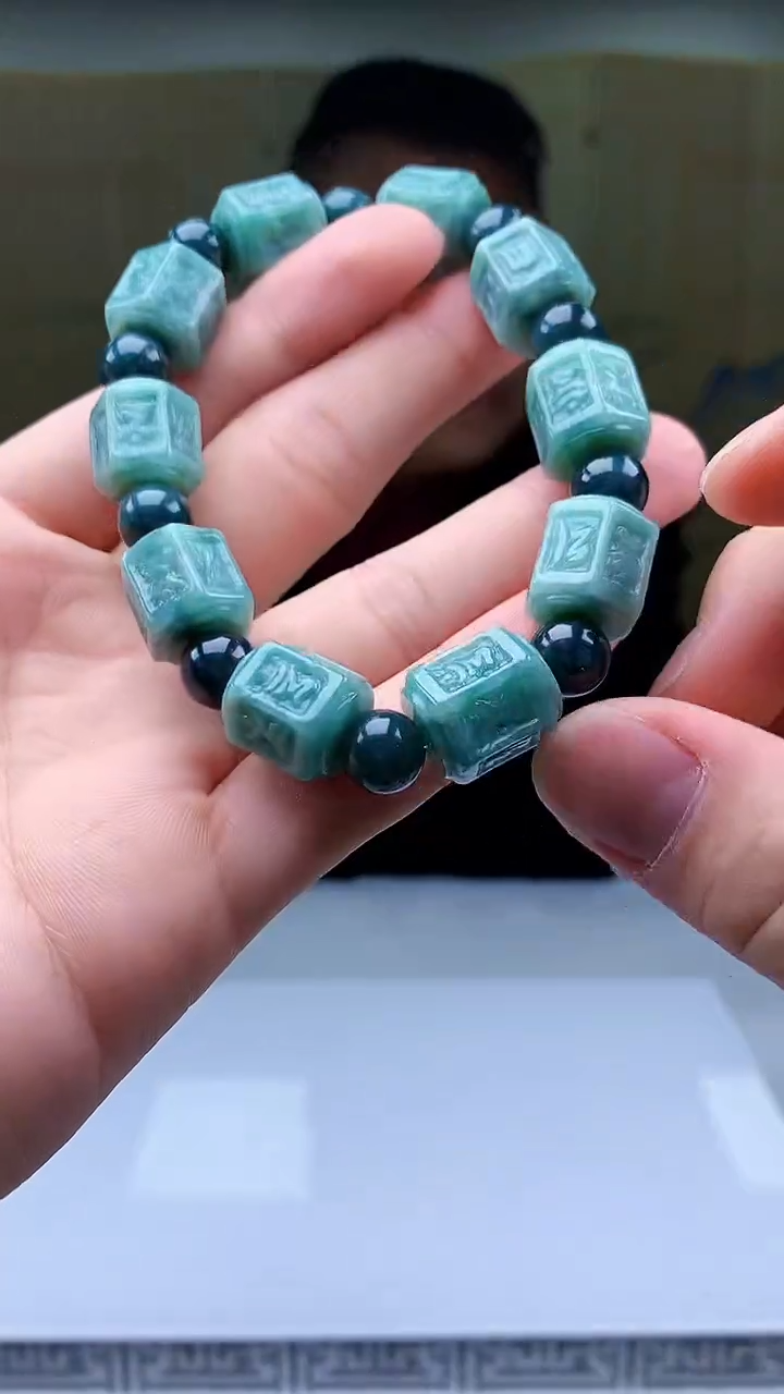 【闪购商品】定制翡翠未镶嵌4969bb-毛货手串35