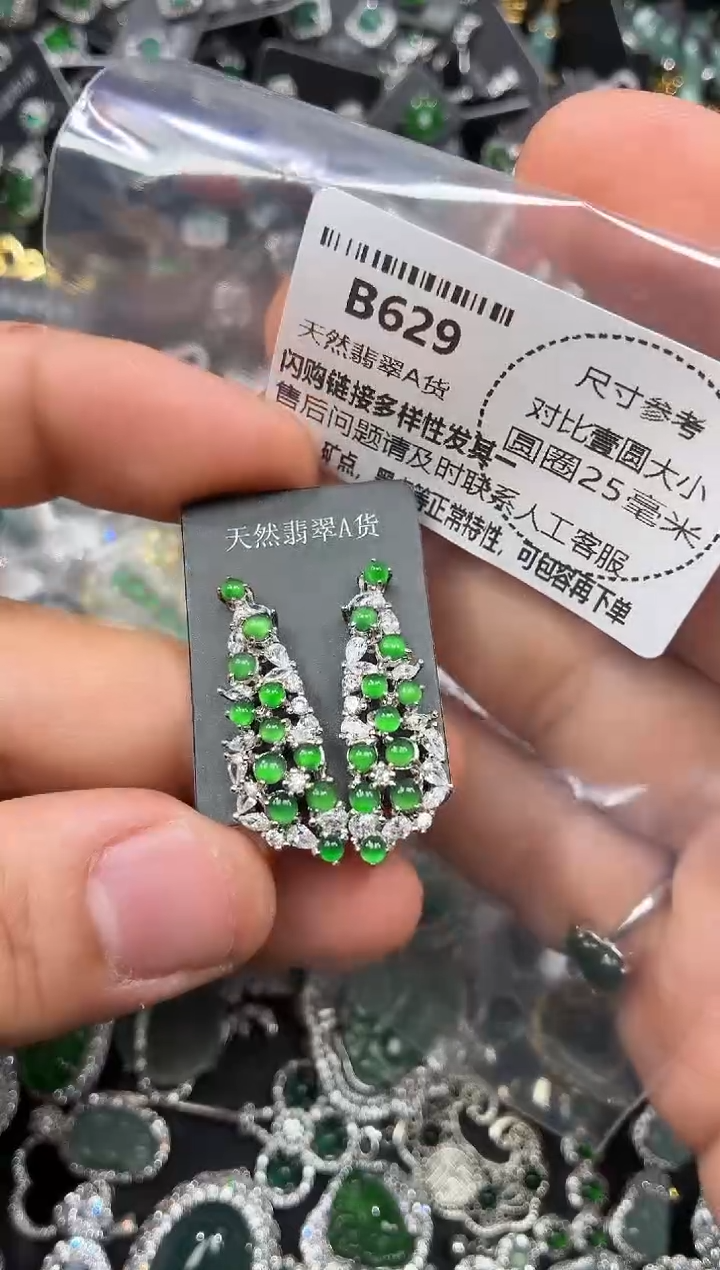 颈饰未镶嵌翡翠B629耳钉