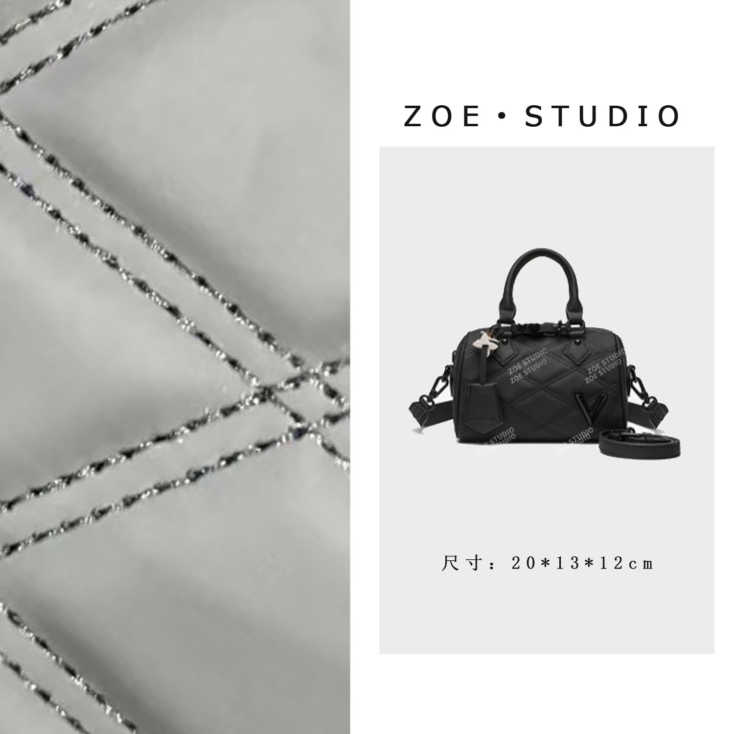 【佐伊甄选】RC-25435-黑色轻奢女士时尚百搭小众真皮单肩挎包