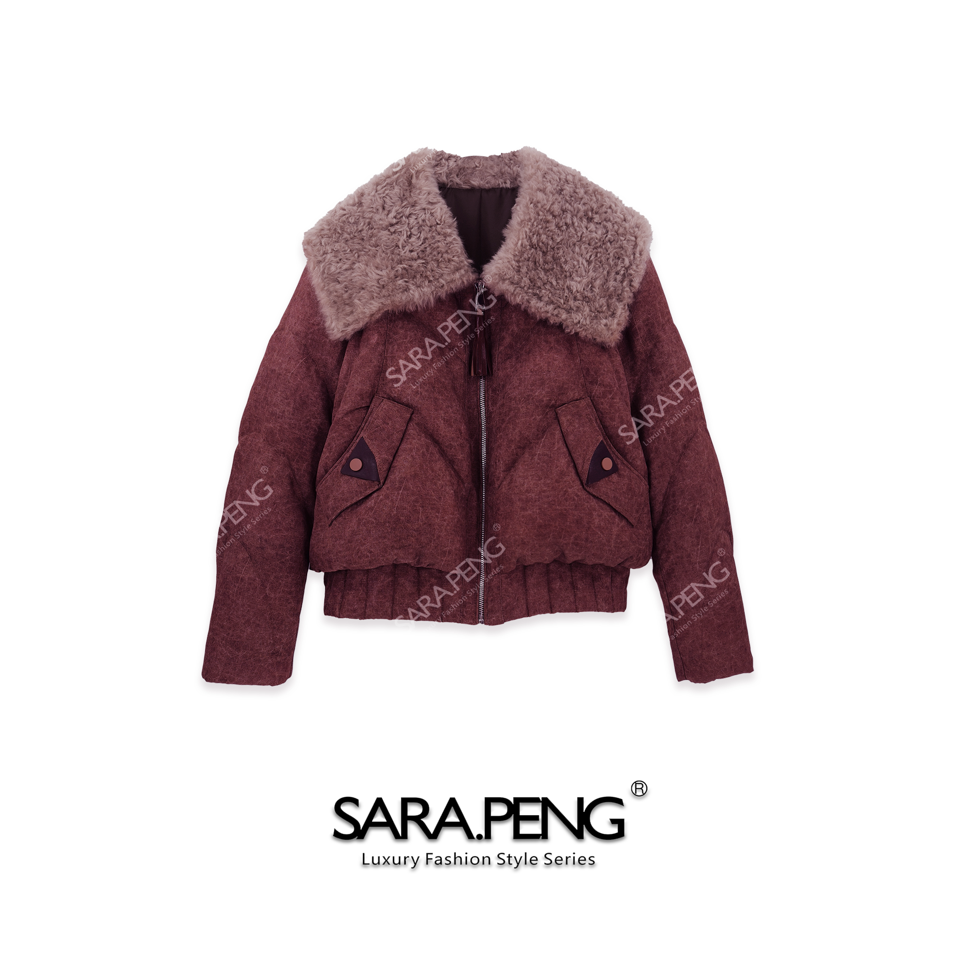 S.P暖冬｜新品人丝麻皮毛一体领90白鹅绒服洋气百搭外套｜2D168706