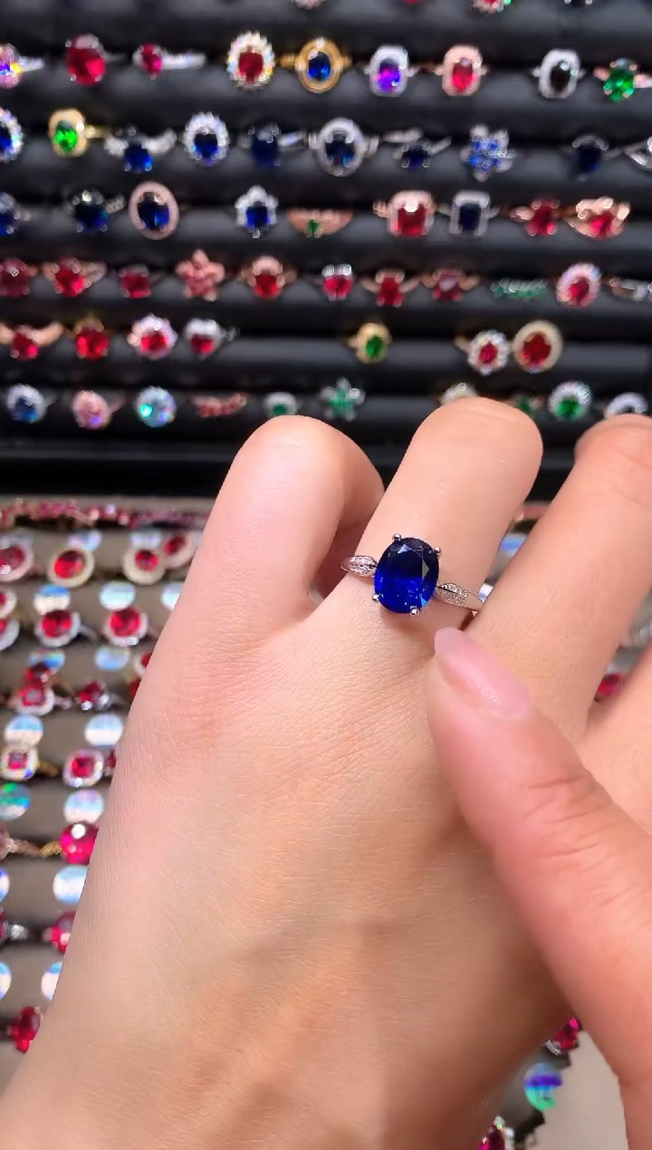 【闪购商品】蓝宝石戒指银S925镶嵌810