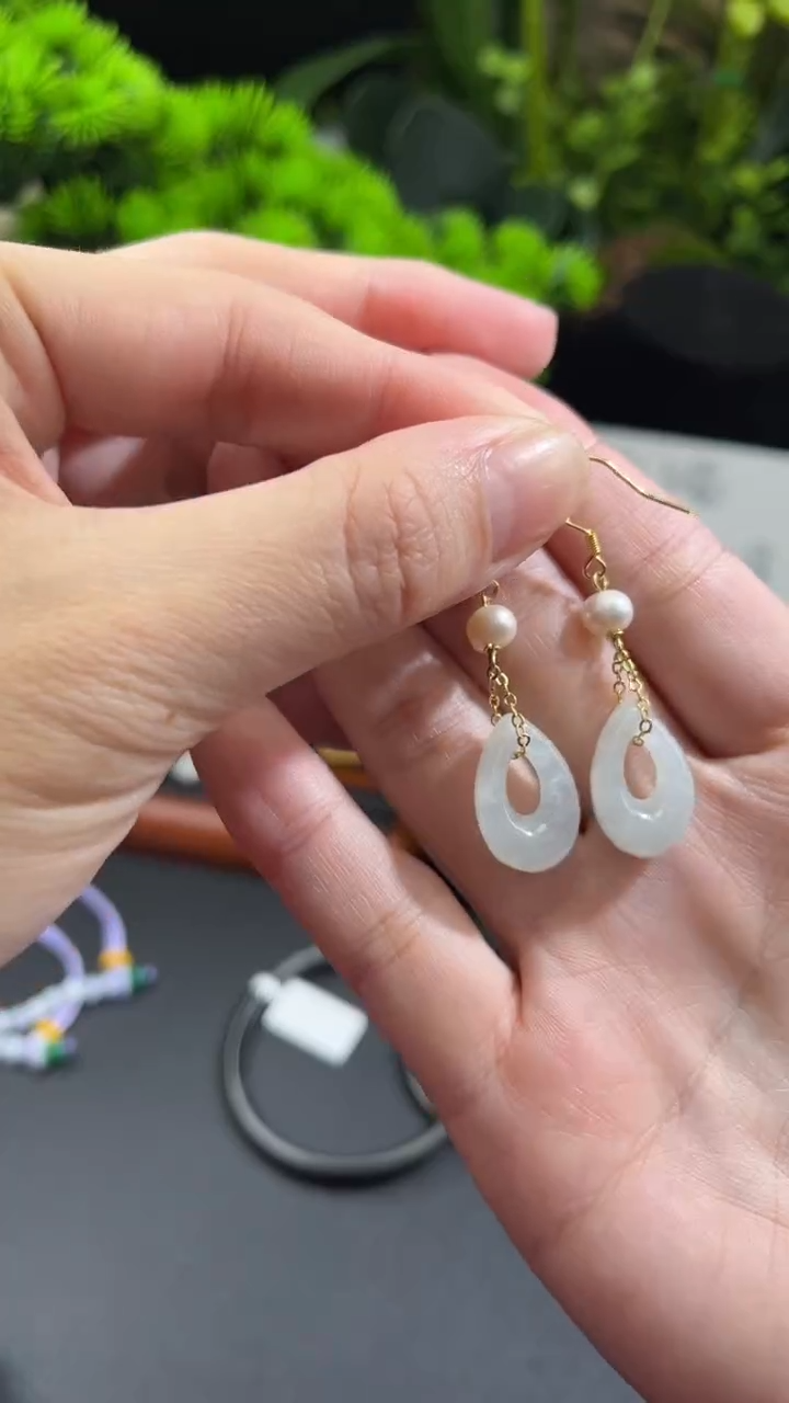 【闪购商品】翡翠耳环银S925镶嵌耳环