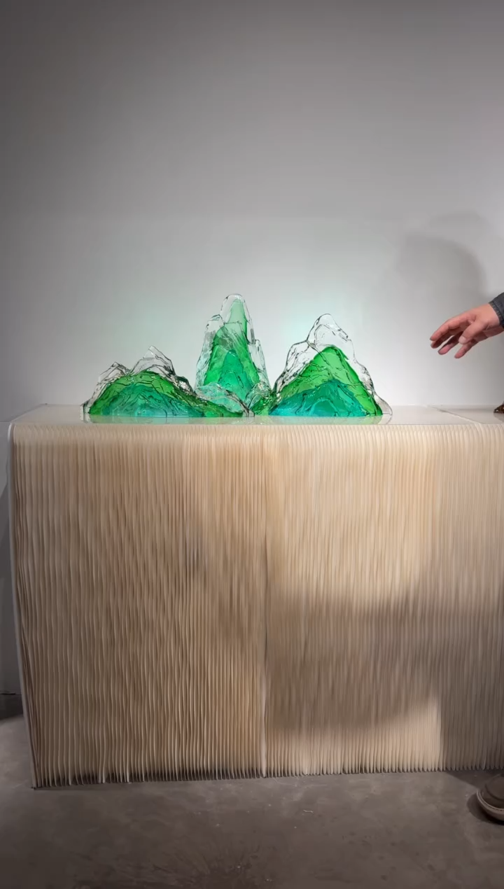 摆件璨石美学翡翠山一组艺术摆件