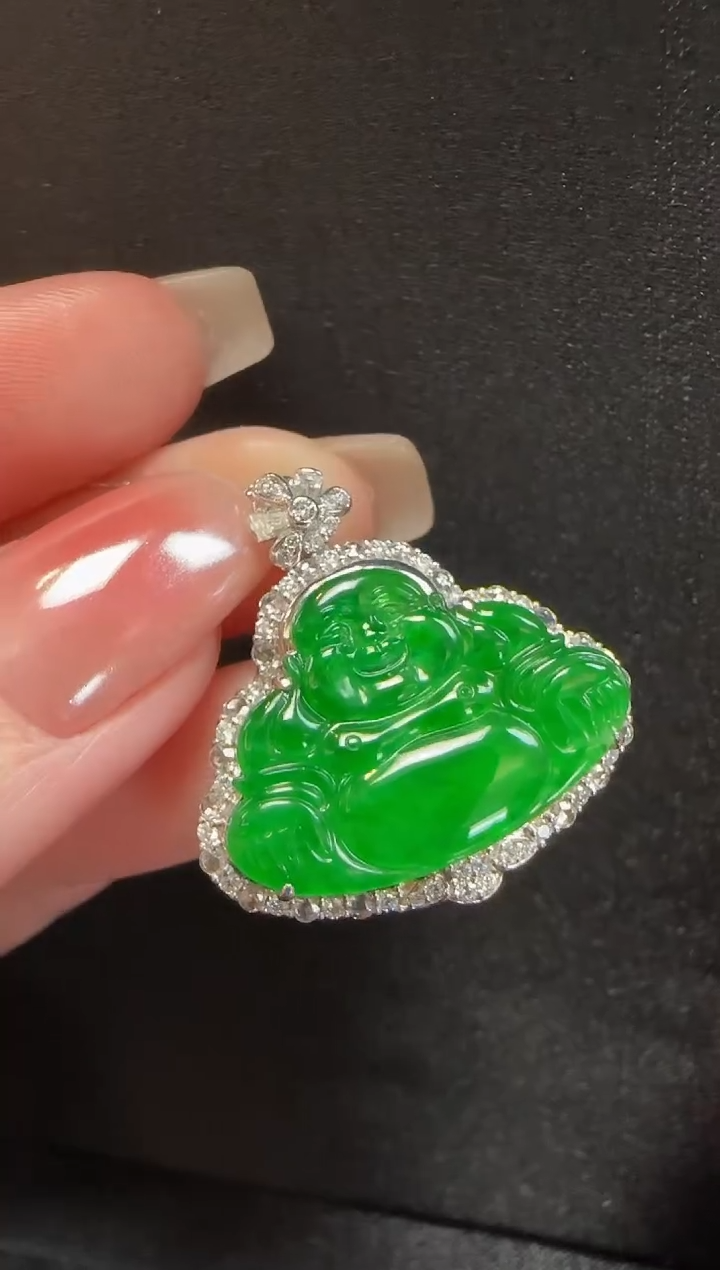 【闪购商品】翡翠颈饰18K金镶嵌049玉佛一个