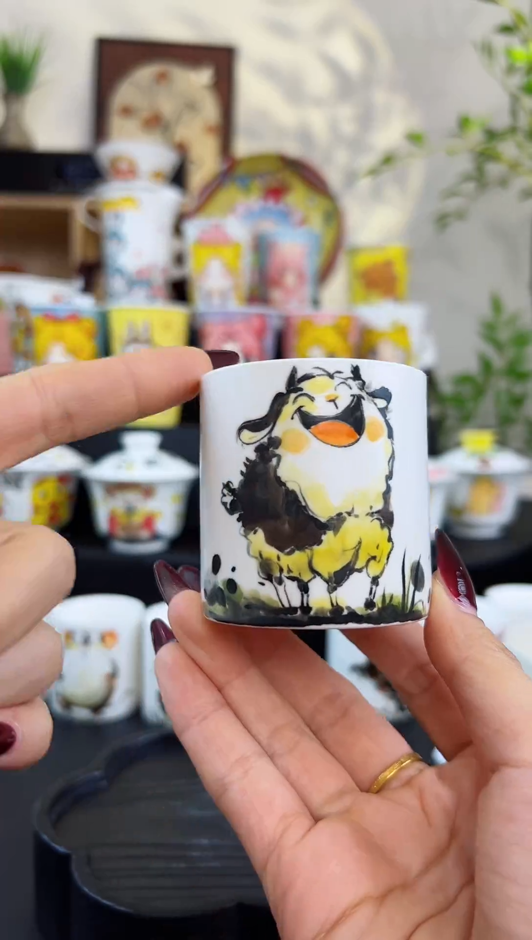 【闪购商品】摆件笙笙漫 手工手绘陶瓷杯杯