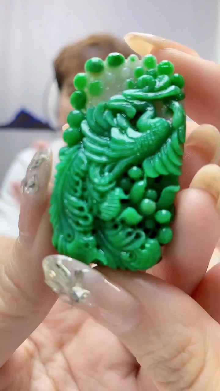 定制翡翠未镶嵌4868DD-毛货挂件凤凰106