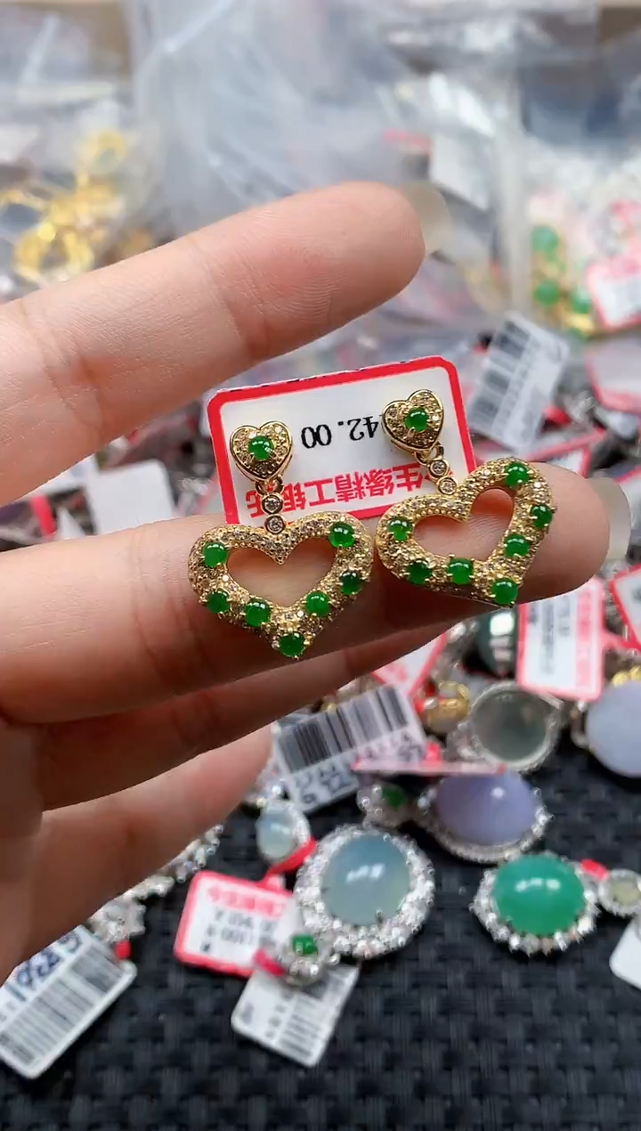 银S925镶嵌戒指翡翠天然A货缅甸翡翠