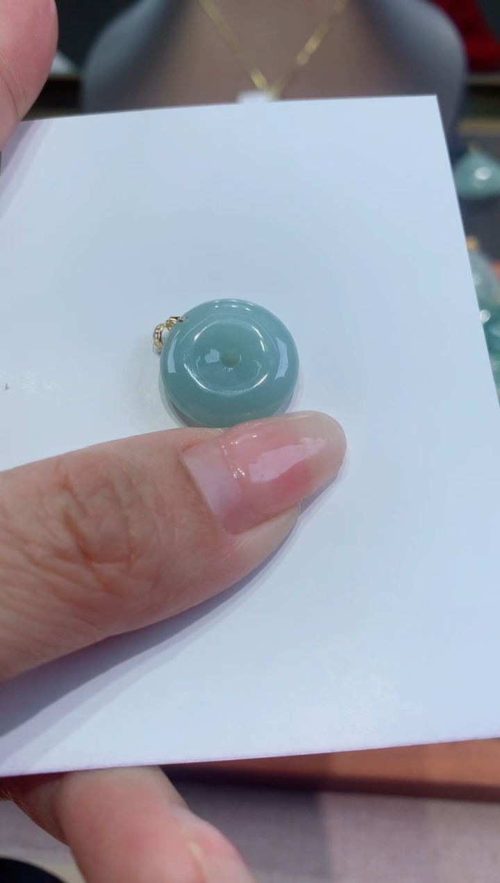 【闪购商品】翡翠颈饰18K金镶嵌天然缅甸a货翡翠