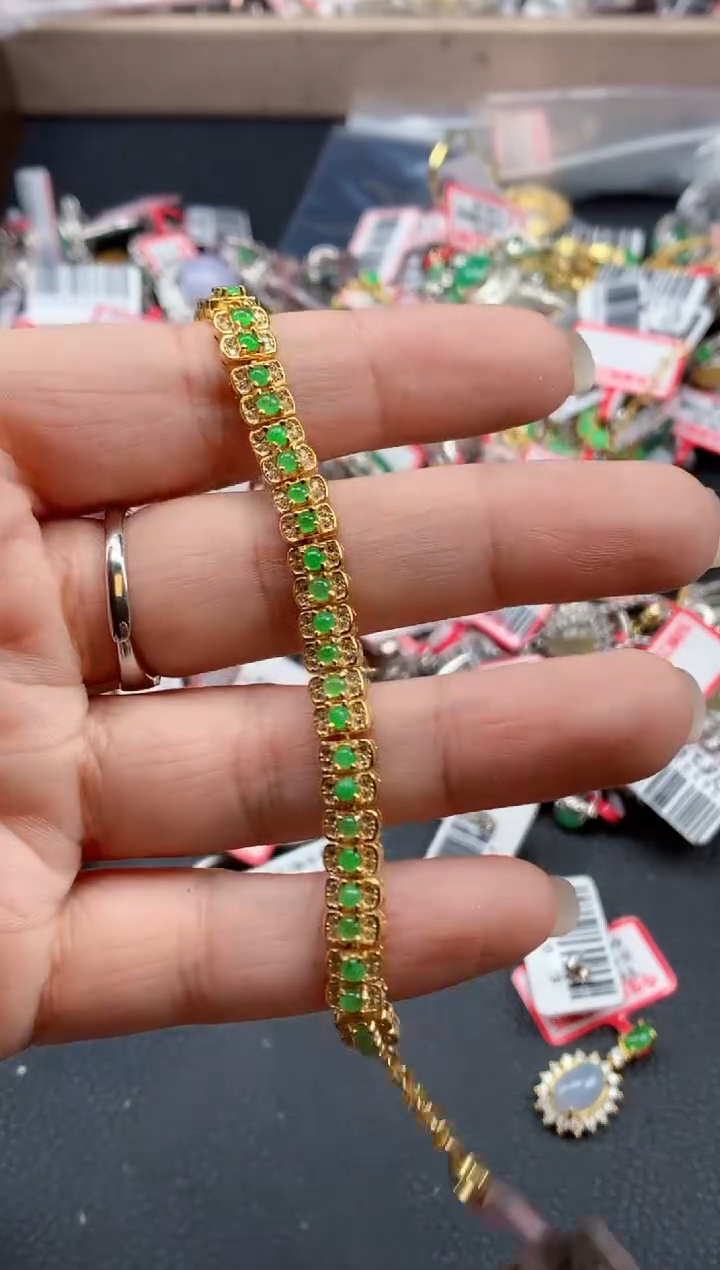 银S925镶嵌戒指翡翠天然A货缅甸翡翠