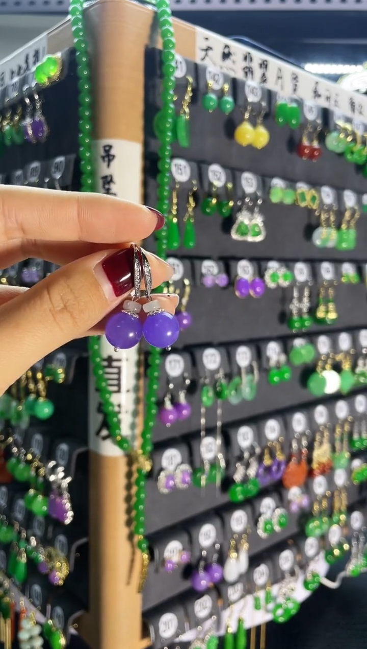 【闪购商品】翡翠耳饰银S925镶嵌227   