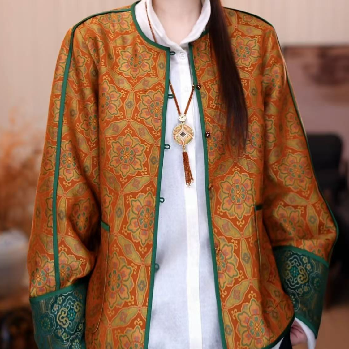 『花禾』新中式新国风原创设计休闲显瘦时尚百搭复古外套