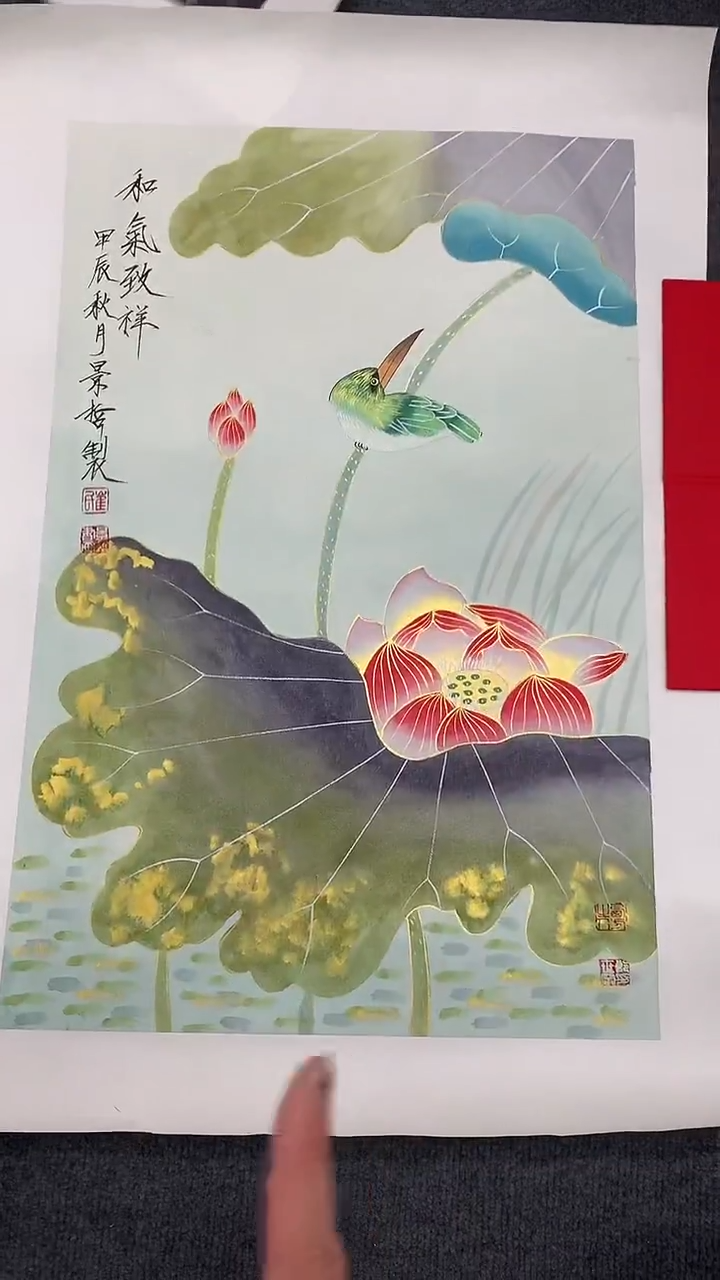 竖款精品开三花鸟