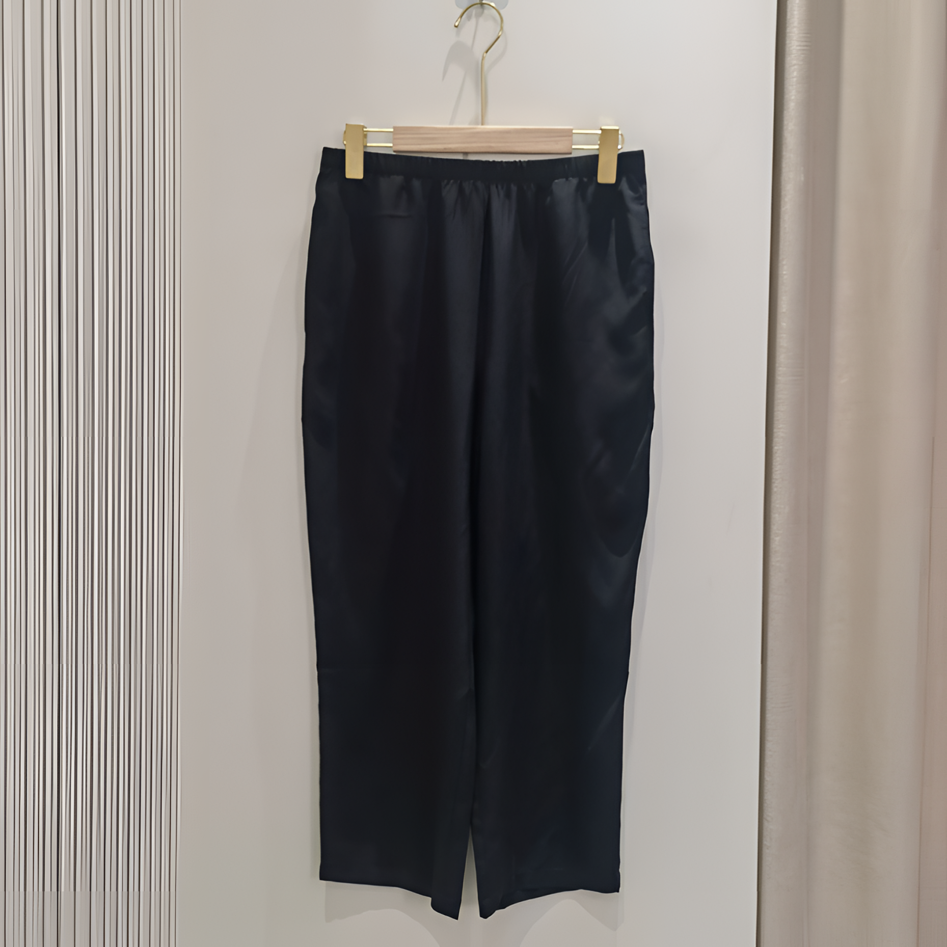 桑蚕丝双绉纯色小个子休闲裤女真丝松紧腰宽松显瘦八分哈伦裤2401