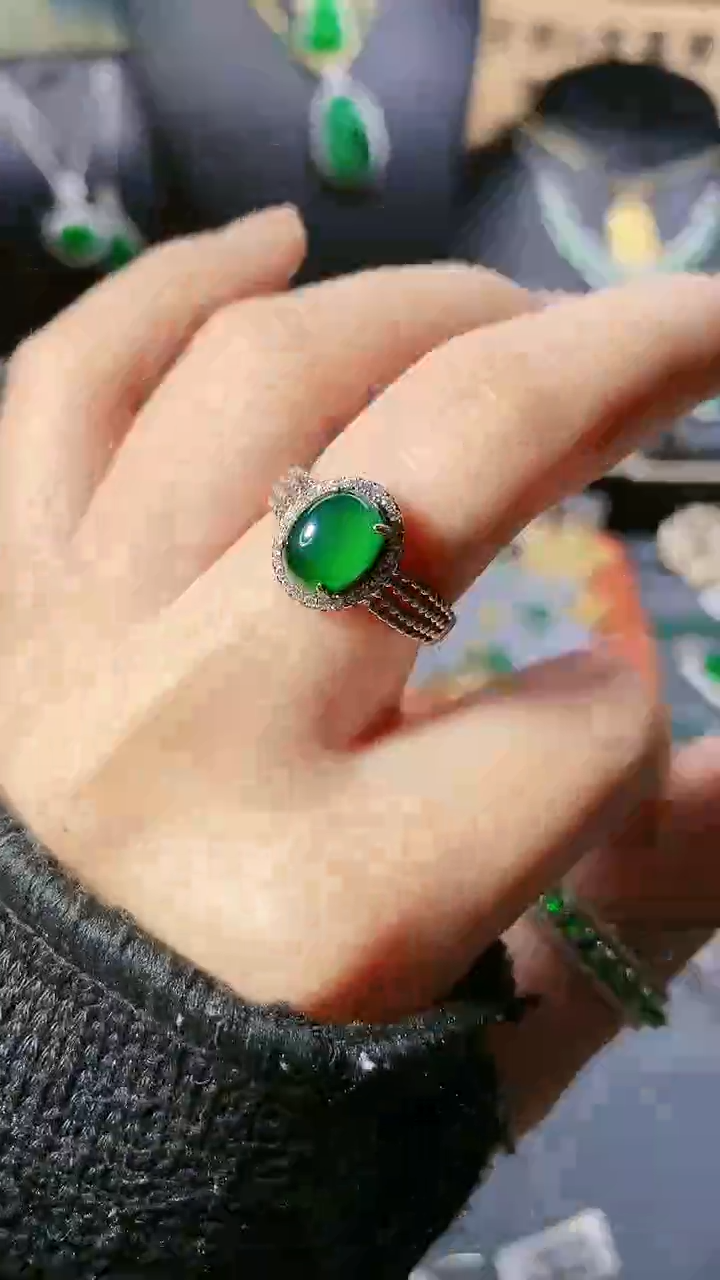 【闪购商品】翡翠戒指银S925镶嵌戒指