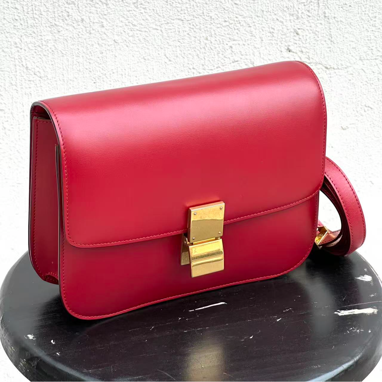 99新 Celine/思琳 Celine红金方豆腐斜挎包 99 新