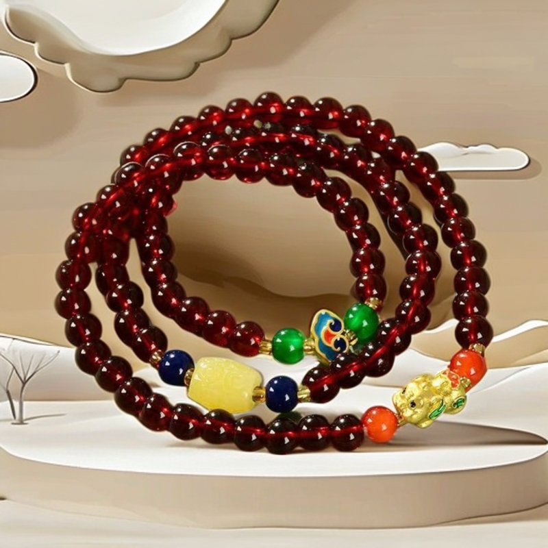 D0103 精品石榴石双圈手串 红项链