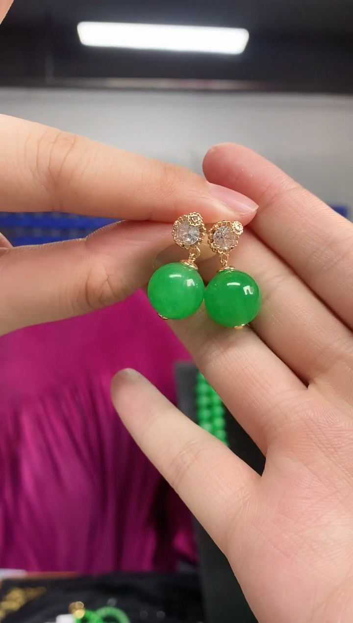 翡翠未镶嵌耳饰闪购链接 多样性发其一颜色微差