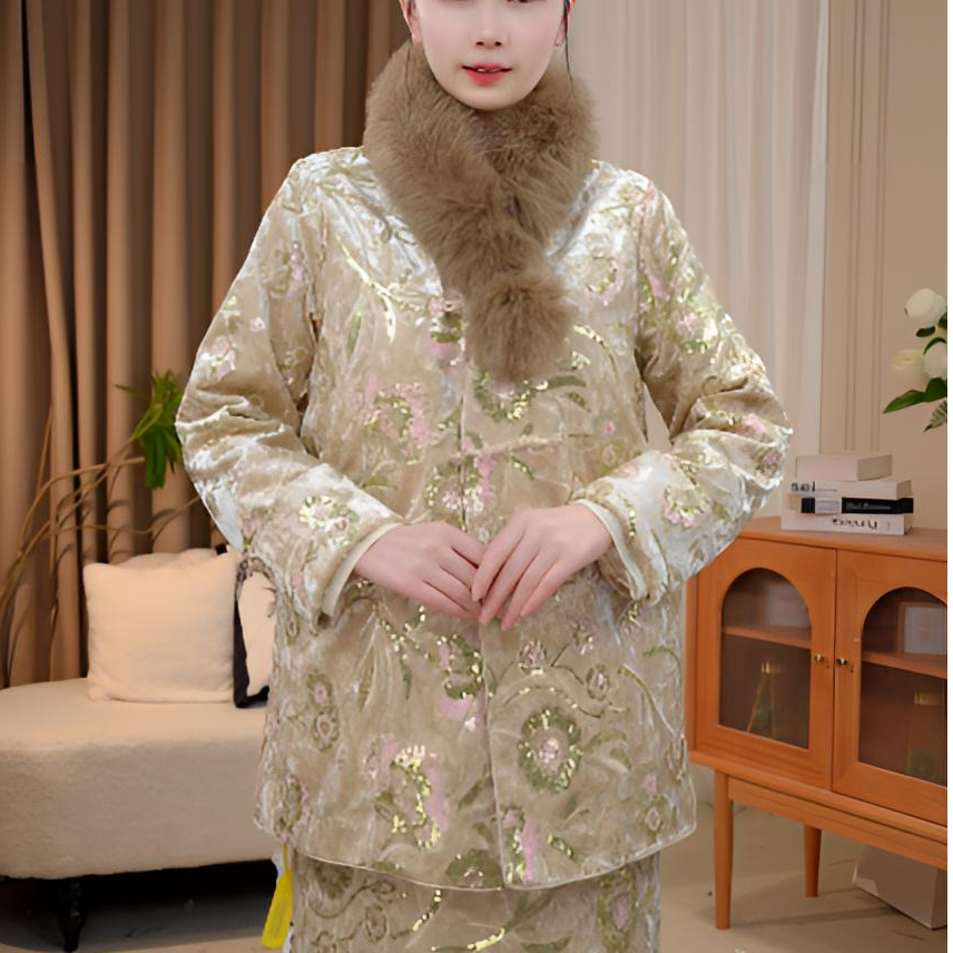 【流年】国风保暖时尚古风秋冬可拆卸羽绒服2025D8859-七月杭锦仓