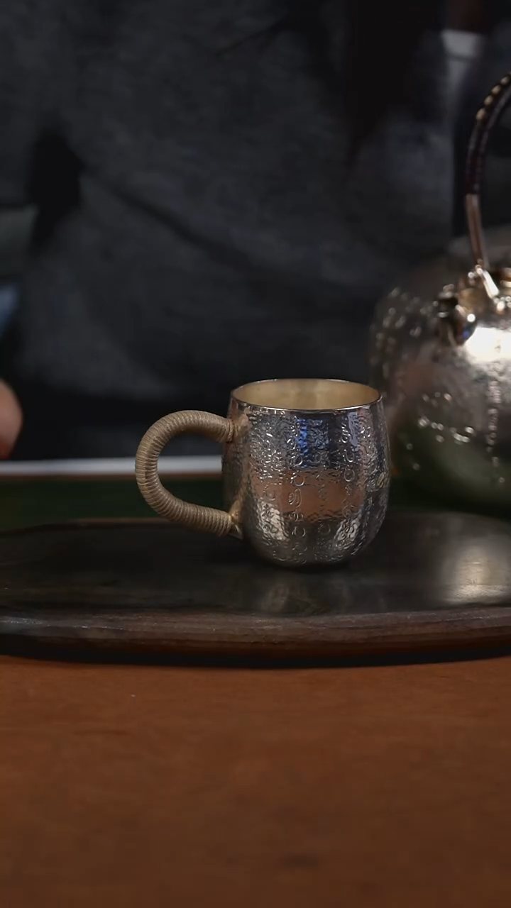 手工锤纹心经主人杯