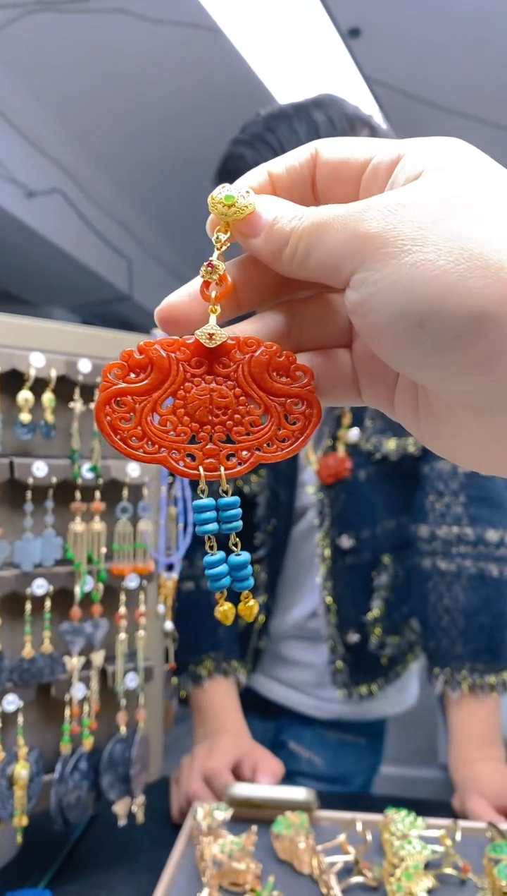【闪购商品】翡翠耳饰合金0275翡翠压襟